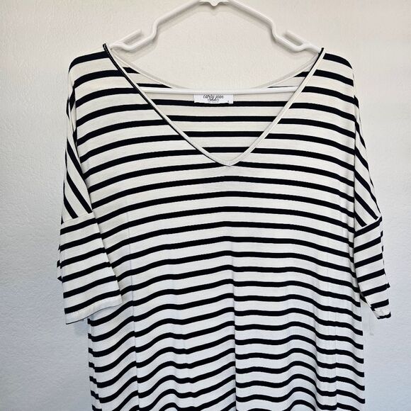 CJLA | The Favorite T-Shirt Dress In Striped Navy Blue White, Womens Large - Picture 3 of 5